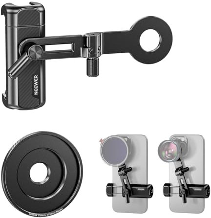 Neewer Pince Universelle pour Objectif d'appareil Photo de téléphone de 17 mm avec Filtre de 17 mm à 37 mm et 58 mm, Support de trépied de téléphone Compatible avec iPhone 16 Pro Max, Samsung Galaxy