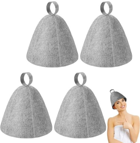4 Stück Saunahut, Filz Sauna Hut, Sauna Hut, Filz Saunakappe für Damen und Herren, Sauna Mütze, Duschkappe, Weich und Bequem, Sowohl für Männer Als Auch, Geeignet für Sauna, Spa, Badezimmer (Grau)
