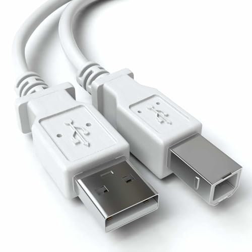 TECHZOCO Cable Impresora, Cable USB para Impresora, USB 2.0 Tipo A a Tipo B, cable de escáner, Compatible con HP, Epson, Canon, Brother, Lexmark, Disco Duro, Fotografía, Beige, 1.80 Metros