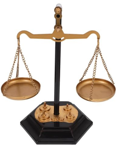 Gaxcent Messing-Anwaltswaage Der Gerechtigkeit Metall Dekorative Waage Antike Waage Waage Waage Statue Bauernhaus Kerzenhalter Heimbüro Ornamente Tischdekoration,Schwarz