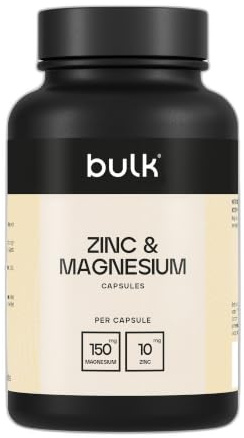 Bulk Gélules de Zinc et Magnésium, 60 Capsules | Soutient la santé des os musculaires et la fatigue