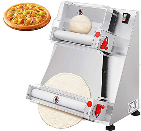 Commercial Dough Roller Sheeter,370W Automatic Pizza Dough Roller Sheeter Machine,Electric Pizza Dough Roller Machine,Pizza Pastry Forming Machine for Noodle Pizza Bread, Thickness 0.5-5.5mm