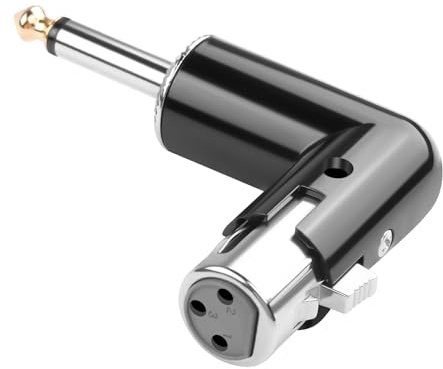 QIANRENON Einstellbarer 90° Winkel XLR Buchse auf 1/4 TS Stecker Mikrofon Adapter 3Pin-XLR auf TS 6,35mm Mono Unsymmetrischer Rechter Winkel Anschluss xlr Einstellbar Position, für Gitarre Mischpult