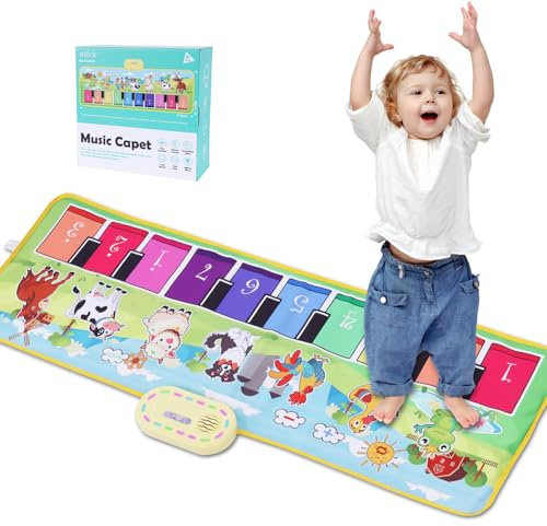 Toddler Toys Farm Animals Piano Mat, Baby Musical Floor Carpet Play mat for Kids,Sensory Educational Learning Dancing Keyboard,Touch Blanket Xmas Christmas Birthday Gift for 1-5 Year Old Girl boy