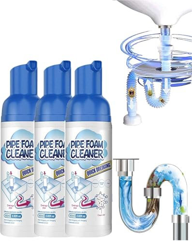 Detergente in schiuma per scarichi, potente detergente per lavelli e scarichi per la pulizia di tubi di casa e cucina (3 pezzi)