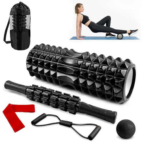 Rullo Massaggio Muscolare, Foam Roller, Roller Pilates, rullo massaggiante per mobilitazione della schiena mirata, rullo in schiuma per yoga, pilates e fitness, ideale per atleti e impiegati in
