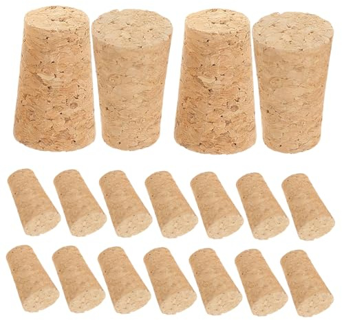 TIDTALEO Tapones de Corcho para Vino Cónicos 2.2x1.8x3.5 Cm Madera Natural Reutilizables Conservación y Sellado Botellas 20 Unidades para Manualidades y Accesorios para Vino