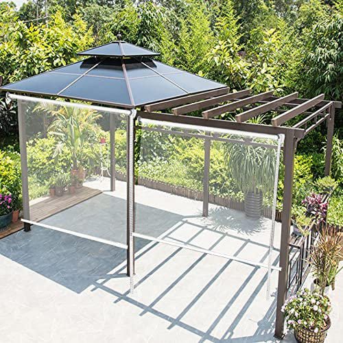 Estor enrollable de PVC transparente de 0,5 mm de grosor, impermeable, para ventanas interiores/exteriores, pérgola, jardín, 150 x 200 cm (ancho x alto 59 x alto)