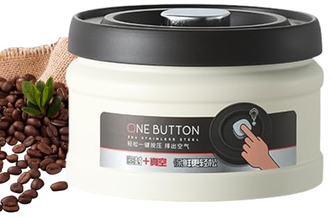 Vacuum Coffee Canister - Stainless Steel Airtight Coffee Jar, Coffee Beans Storage | Kitchen Food Storage Container, Piece Press Vacuum Sealed Organiser For Coffee Beans Nuts Cereal Sugar