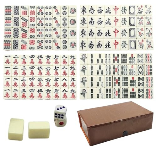 Mini Mahjong Travel Set - 144 Tile Mahjong Set With Case and Dice
