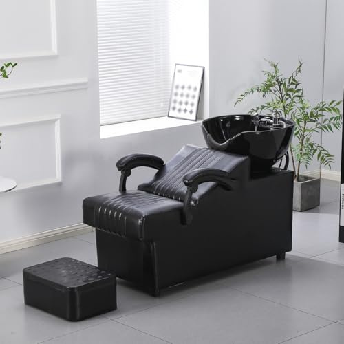 Dexinhdh Rückwasch-Friseurstuhl, Haarwaschstation Für Friseure Mit Separatem Fußhocker, Salon-Waschbecken, Haarwaschstuhl, Shampoo-Station Für Spa-Beauty-Barbershop(D)
