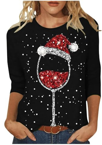 Pull Noël Femme Rigolo Sweat Hiver Drôle et Moche Polaire Chaud Drole Noël Pull Manches 3/4 Ugly Sweat Oversize col Rond Hiver Chaud Polaire Merry Christmas Sweatshirt