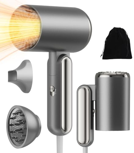 Sèche Cheveux avec Diffuseur, Atopskins 1800W Ionique Seche Cheveux avec Bouclés & Buses de Coiffage, 60000 TR/MIN,Concentrateur | Compact, Silencieux | Idéal Voyages et Gym, 3 Températures, Brosse
