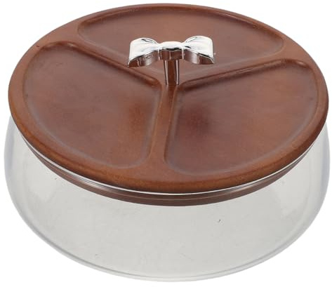 Veemoon Saladier en verre avec couvercle - 1200 ml - Récipient polyvalent pour fruits et noix, idéal pour le plan de travail et la table - Bol à en-cas et desserts pour les fêtes et les buffets