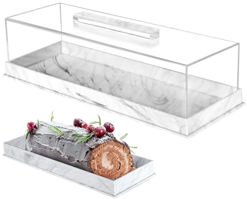 Bandeja acrílica para tartas con tapa, soporte rectangular acrílico para postres, almacenamiento de pasteles para el hogar, cocina, boda, cumpleaños