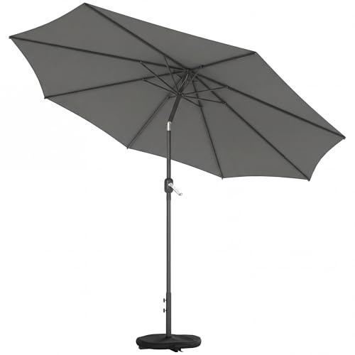 Outsunny Sonnenschirm Neigbar mit Kurbel Kreuzfuß Ø300 cm Dunkelgrau