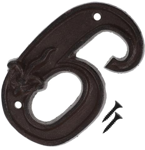 INOOMP Números de Dirección Diseño Retro y Acabado Martillado de Puerta de Hierro Fundido Fáciles de Instalar Tornillos, Ideales para Buzones y Cercas