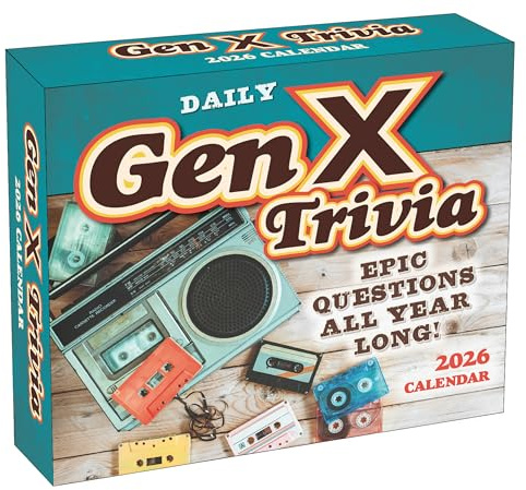 Daily Gen X Trivia 2026 Desk Calendar: Boxed Page-a-Day Nostalgia Quiz Calendar with Day-to-Day Pop Culture, Music, Movies & Throwback Challenges