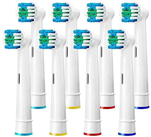 Oral B Compatible Toothbrush Head, Yanaboo Replacement Brush Heads for Most Braun Oral B Electric Toothbrushes of Vitality Pro Smart Genius Series, Precision Clean and Plaque Removal (8 Pack in White)