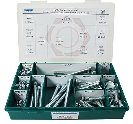 Sortiment/Set - M10 DIN 912 - Zylinderschraube Zylinderkopfschraube Innensechskant Stahl galvanisch verzinkt Werkstoff Güte 8.8