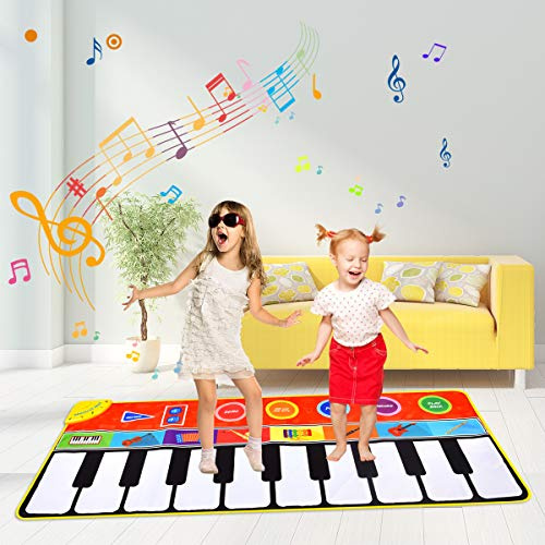 Miavogo Tappetino Musicale per Bambini, Tappetino da Danza, 8 Livelli Regolabili + 8 Strumenti + 10 tastiere Musicali per Bambini – 148 x 60 cm