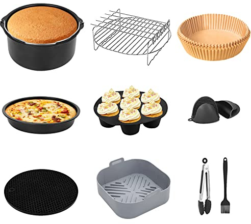 YRAKOZIN Accesorios Freidora Sin Aceite 5.5L, [Juego de 10 Piezas] Moldes para Freidora de Aire, Apto para Airfryer Cosori Cecotec Innsky Philips 5,5L-6L-6,4L