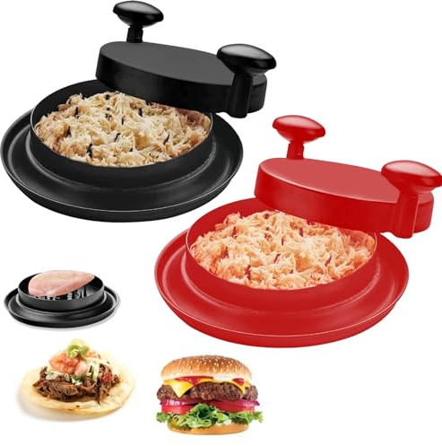 Tritacarne Manuale, Eiflayn 2-Piece Mixer Cucina, Macina Carne, Con Manico E Base Antiscivolo Per Verdure Pollo Maiale Manzo Insalata E Altro (Rosso, Nero)