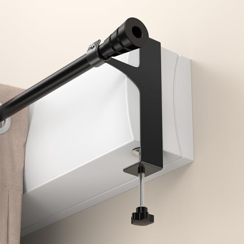 2 Soportes para Cortina sin Taladro - Se Instalan en Cajón de Persiana, Metálicos Negros, Universales y Sin Necesidad de Herramientas