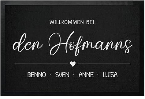 Fußmatten-KING® Personalisierte Fußmatte Willkommen bei Familie Wunschtext Name bis 120cm | Türmatte Familie personalisiert als Geschenk Einzug, Umzug, Hochzeit, Verlobung, Geburtstag (120x80cm)
