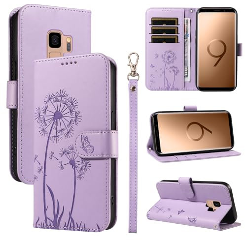 Bravoday Handyhülle für Samsung Galaxy S9 Hülle, Premium PU Lederhülle Klappbar Tasche Klapphülle mit Magnet Kartenfach Standfunktion Schutzhülle für Galaxy S9, Violett