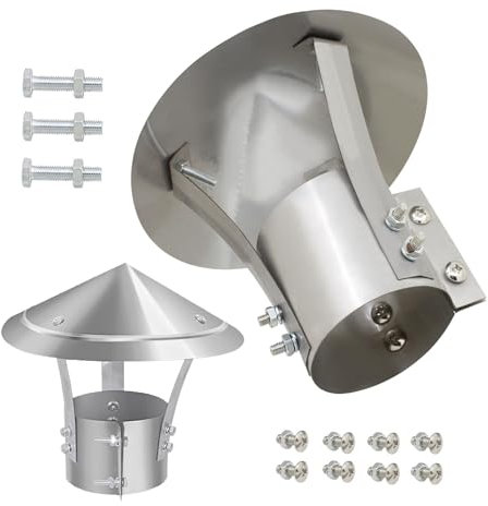 Schornstein Regenhaube 8 Cm-30 Cm Regenhut Kaminhut Edelstahl Schornsteinabdeckung Entlüftungshaube Für Ofenrohre Abgasrohr Kamin(25 cm-9.84 in)