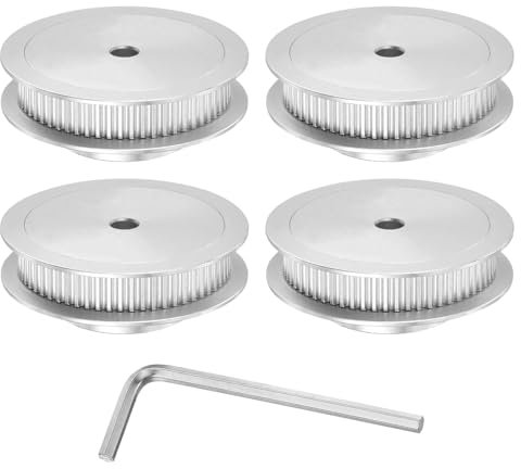 QUARKZMAN 2GT Riemenscheibe 60 Zähne 5mm Bohrung Aluminium Zahnriemenscheibe für 6mm Breite 60T Zahnriemen mit Sechskantschlüssel für 3D-Drucker, CNC, Umlenkrolle Pulley-4 Stück Silber