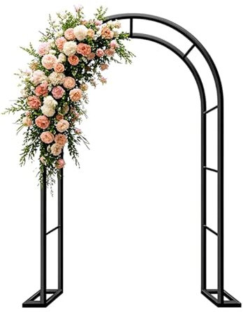 Arco De Rosas Y Plantas Trepadoras De Jardín, Decoracion Patio Arch De Metal, Tutor Enrejado para Al Aire Libre, Soporte De Flores para Boda, Fiesta, Ceremonia Exteriores(Black,W180 x H220cm)