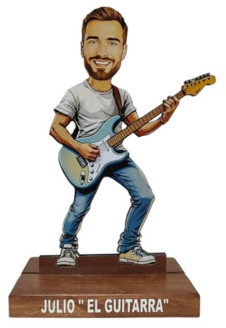 Aketemola Estatua Personalizada Madera Figura 2D Guitarrista Corte Láser