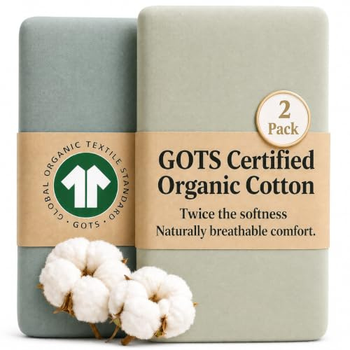 Bunnyjik - GOTS Organic Cot Bed Sheets 140 x 70 fitted – Ultra Soft & Thick 2000GSM Organic Turkish Cotton- Pack of 2 Cotbed Fitted Sheet - Toddler Bed Sheets 140 x 70 Cot Sheets 140 x 70 Fitted