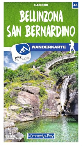 Kümmerly+Frey Wanderkarte 45 Bellinzona, San Bernardino 1:40.000: Wetterfest, matt laminiert und mit free Download
