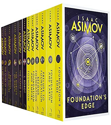 Ensemble de collection de 12 livres de la Fondation Isaac Asimov et de la série Robot (Prélude à la Fondation, Terre, Bord, Fondation, Deuxième Fondation, Empire, I Robot, Robots of Dawn, Naked Sun,