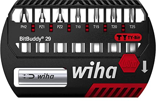 Wiha Bit Set BitBuddy I TY-Bit 29 mm I PH, PZ, TORX® 9-tlg. 1/4 C6,3 I magnetischer Bithalter I Impact- und Schlagschraubergeeignet (42138)