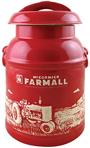 Farmall Milk Can Cookie Jar - Old Fashioned Embossed Stoneware Collectible