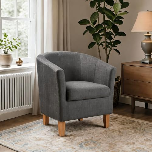 Home Source Bedford Small Padded Tub Chair, Linen, Dark Grey