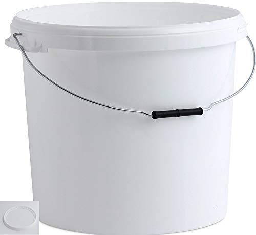 GROKU Seau en Plastique de 30 litres avec Couvercle et poignée en métal, Seau résistant. Boîte de Rangement pour Maison, Jardin, abri de Jardin et Garage.