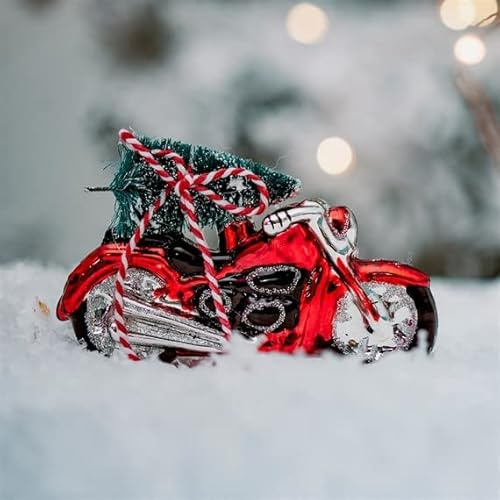 Sass & Belle - Weihnachtsbaumschmuck: Motorradförmiger Baumschmuck aus Glas für Weihnachten