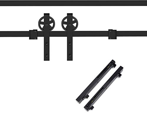 SOTECH Schiebetüren Set CHAMBER-1 2tlg. 2 m (seitlich anschraubbar) Soft-Close schwarz Schiebetürensystem Laufrollen-Ø 120 mm