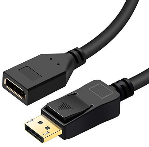 BolAAzuL Displayport 1.2 Verlängerungskabel 2K/144Hz 4K/60Hz, Displayport Stecker auf Displayport Buchse DP Verlängerung Extension Kabel mit Riegeln 0.5M/1.6FT unterstützt Oculus Rifts Valve nicht