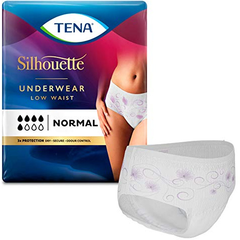 Mutandine assorbenti femminili Tena Silhouette Normal Blanc vita bassa taglia L - Confezione da 60 pezzi