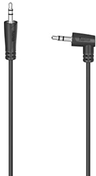 Hama | Cable Jack 3,5mm (Cable auxiliar de ángulo recto, 90 grados, cable de audio de 3,5mm macho a macho, para tablets, reproductores de MP3, cable de 1,5 m) Color negro
