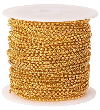 Airssory 10 m lange Messing-Kugelkette, goldfarben, langlebig, verlötet mit Spule für Schmuckherstellung, 1,5 mm