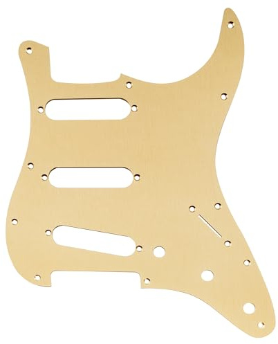 Musiclily Ultra 11 Holes Anodized Aluminum SSS Strat Pickguard ST Guitar Pickguard for American/Mexican Fender Standard Strat Style Electric Guitar, Gold
