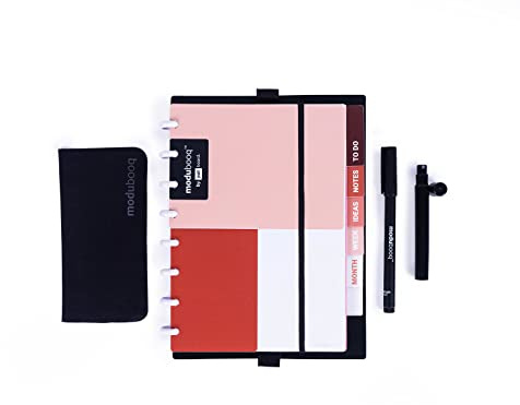 MODUBOOQ organizer, apricot - Modular Wiederverwendbar Smart Notizbuch A5 - Notebook mit Tabs & Discbound System - 40 modulare Seiten mit duratech3 Technologie - Abwaschbar und schreibt wie Papier