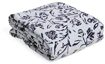 Vera Bradley Women's Oversized Fleece Plush Throw Blanket, Perennials Misty Surf, Full/Queen